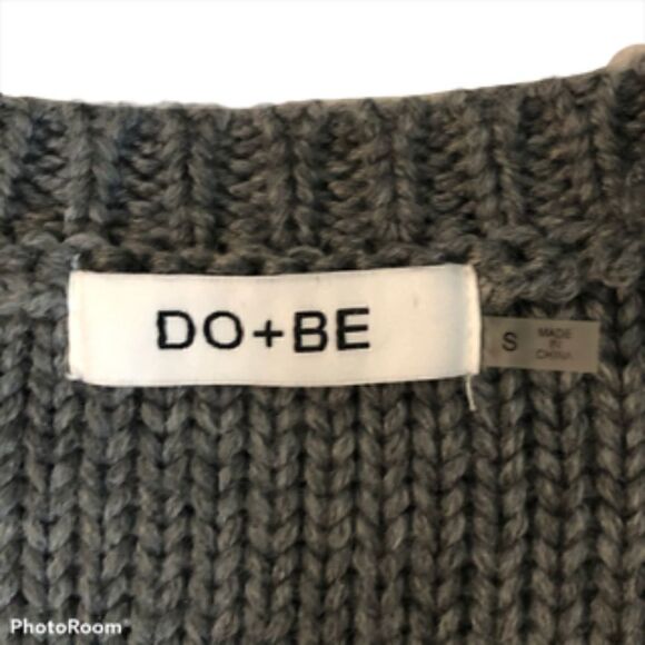 DO + BE Grey Long Sleeved Wool Blend Open Sweater - Picture 4 of 4